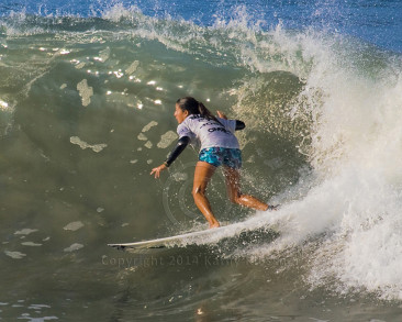 Close up of Malia Manuel in a large wave