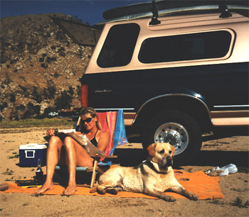 Kathy Klossner with her dog, Hobie