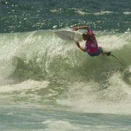 Keely Andrew banks off a nice wave in Oceanside, CA