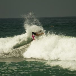 Malia Manuel wipeout on a wave