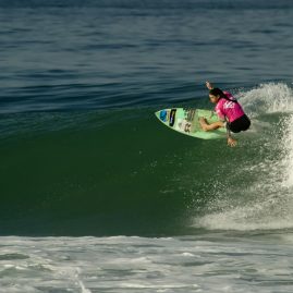 Mikaela Greene cuts back on a wave in Oceanside