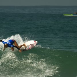 Pauline Ado surfing in the 2016 Supergirl Pro Contest