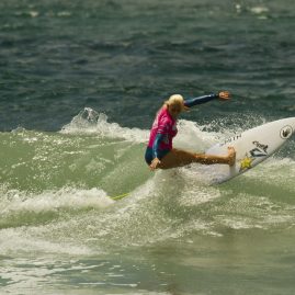 Tatiana Weston-Webb turns off a wave at her surf heat