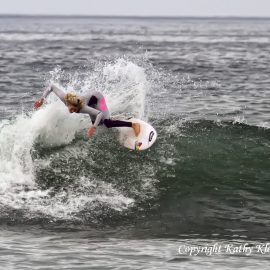 Laura Enever surfing at the US Open in Huntington Beach