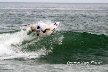 Laura Enever hits the lip of the wave at the 2012 US Open of Surfing