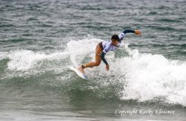 Alessa Quizon showing her surf style a a surf contest