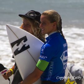 Courtney Conlogue Surf Champion getting interviewed at the beach