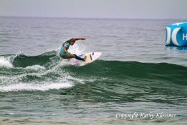 Paige Hareb banks off a wave