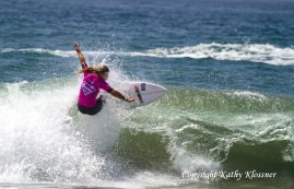 Paige Hareb with her signature surf style