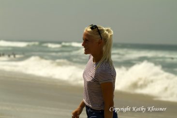 Tatiana Weston-Webb at Oceanside beach.