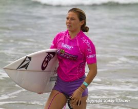 Coco Ho finishes her surf heat.