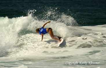 Lakey Peterson shows her strong surfing style.