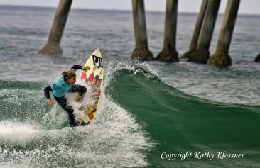 Sage Erickson surfing in Huntington Beach.