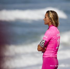 Courtney Conlogue waiting for her surf heat.