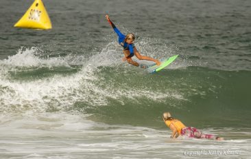 Taylor Stacey surfing in the Grom 11-14 surf contests