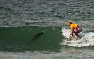 Reese Hartnett charging a wave in San Clemente