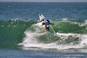 Bronte Macaulay surfing in California.