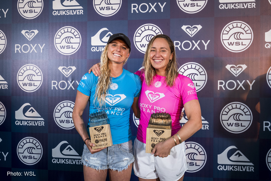 Carissa Moore (HAW) and Lakey Peterson (USA) finalist of the Roxy Pro france 2017, Hossegor , France