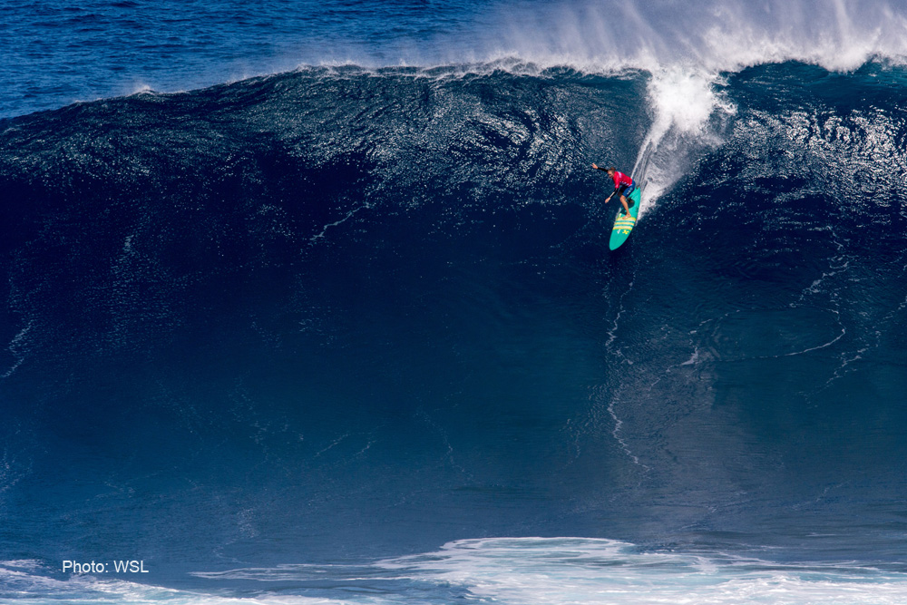 Paige Alms of Hawaii wins the women's 2017 wsl peahi challenge