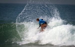 Lakey Peterson during her heat at the 2017 Swatch Trestle Pro.