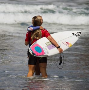 Caroline Marks & Leilani McGonagle showing good sportsmanship.